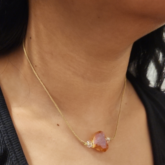 Orange Heart Pendant Necklace - Picture 2 of 3
